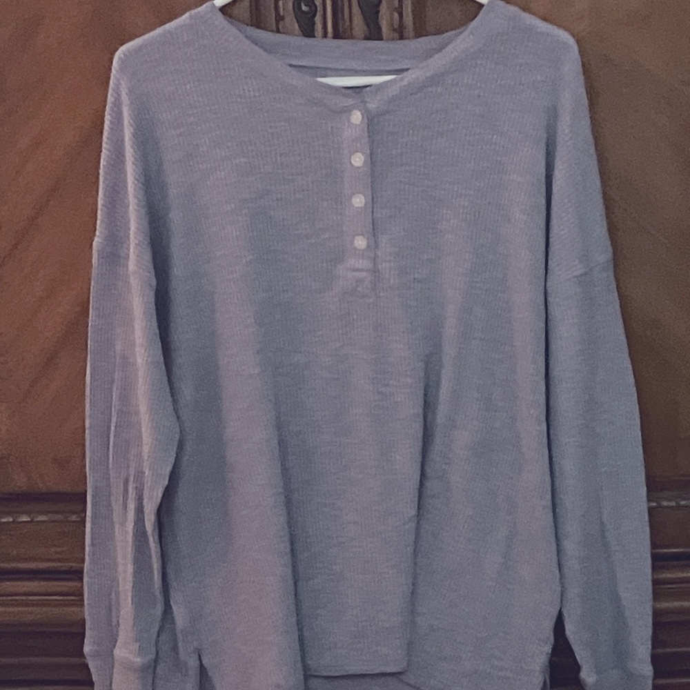 American Eagle Thermal Top Long Sleeve Light Blue Women's Size L